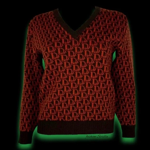 Christian Dior Vintage Monogram Trotter Logo Hand Knit Sweatshirt - Picture 16 of 16